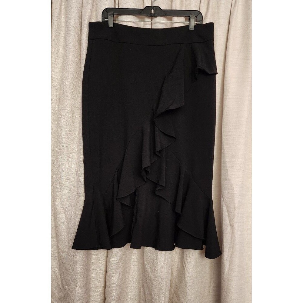 Womens size 14 NY&Co Black Ruffle Wrap Skirt NWT